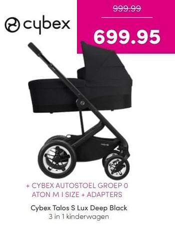 Aanbiedingen Cybex talos s lux deep black 3 in 1 kinderwagen - Cybex - Geldig van 17/07/2022 tot 23/07/2022 bij Baby & Tiener Megastore