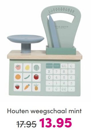 Aanbiedingen Houten weegschaal mint - Little Dutch - Geldig van 17/07/2022 tot 23/07/2022 bij Baby & Tiener Megastore