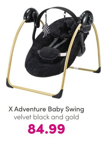 Aanbiedingen X adventure baby swing velvet black and gold - Xadventure - Geldig van 17/07/2022 tot 23/07/2022 bij Baby & Tiener Megastore