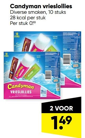 Aanbiedingen Candyman vrieslollies - Candyman - Geldig van 18/07/2022 tot 31/07/2022 bij Big Bazar