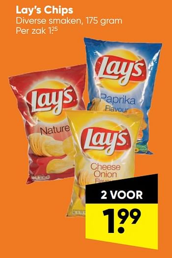 Aanbiedingen Lay’s chips - Lay's - Geldig van 18/07/2022 tot 31/07/2022 bij Big Bazar