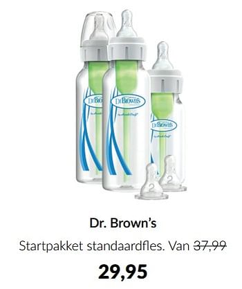 Aanbiedingen Dr. brown’s startpakket standaardfles - DrBrown's - Geldig van 19/07/2022 tot 15/08/2022 bij Babypark