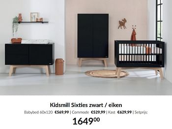 Aanbiedingen Kidsmill sixties zwart - eiken - Kidsmill - Geldig van 19/07/2022 tot 15/08/2022 bij Babypark