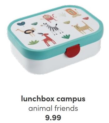 Aanbiedingen Lunchbox campus animal friends - Huismerk - Baby &amp; Tiener Megastore - Geldig van 24/07/2022 tot 30/07/2022 bij Baby & Tiener Megastore