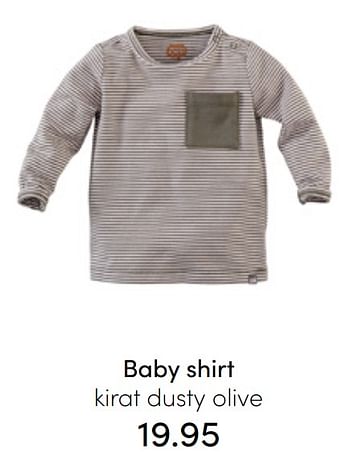 Aanbiedingen Baby shirt kirat dusty olive - Z8 - Geldig van 24/07/2022 tot 30/07/2022 bij Baby & Tiener Megastore