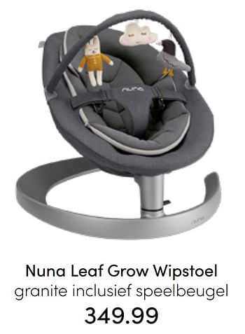 Aanbiedingen Nuna leaf grow wipstoel granite inclusief speelbeugel - Nuna - Geldig van 24/07/2022 tot 30/07/2022 bij Baby & Tiener Megastore