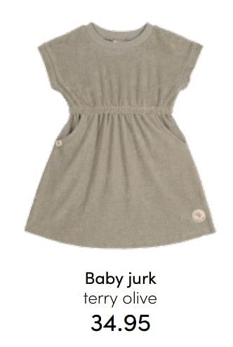 Aanbiedingen Baby jurk terry olive - Lassig - Geldig van 24/07/2022 tot 30/07/2022 bij Baby & Tiener Megastore
