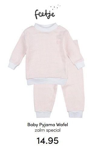 Aanbiedingen Baby pyjama wafel zalm special - Feetje - Geldig van 24/07/2022 tot 30/07/2022 bij Baby & Tiener Megastore