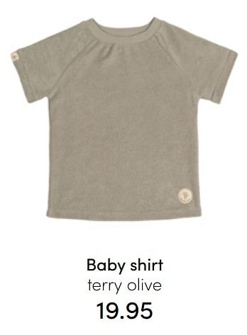 Aanbiedingen Baby shirt terry olive - Lassig - Geldig van 24/07/2022 tot 30/07/2022 bij Baby & Tiener Megastore