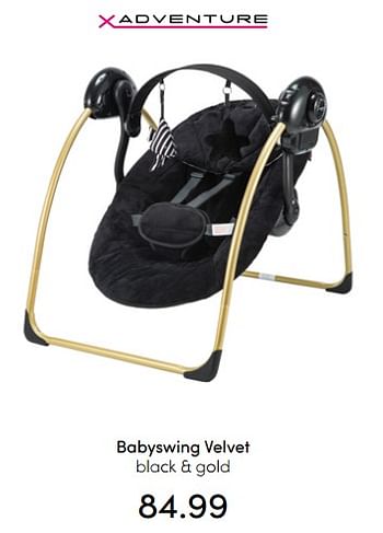 Aanbiedingen Babyswing velvet black + gold - Xadventure - Geldig van 24/07/2022 tot 30/07/2022 bij Baby & Tiener Megastore
