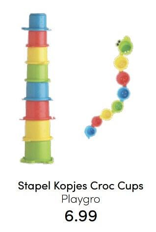 Aanbiedingen Stapel kopjes croc cups playgro - Playgro - Geldig van 24/07/2022 tot 30/07/2022 bij Baby & Tiener Megastore