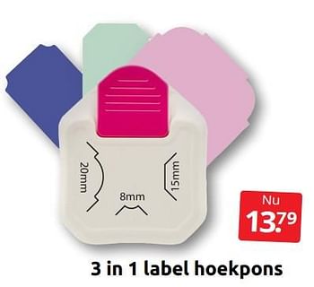 Aanbiedingen 3 in 1 label hoekpons - Vaessen Creative - Geldig van 22/07/2022 tot 31/07/2022 bij Boekenvoordeel