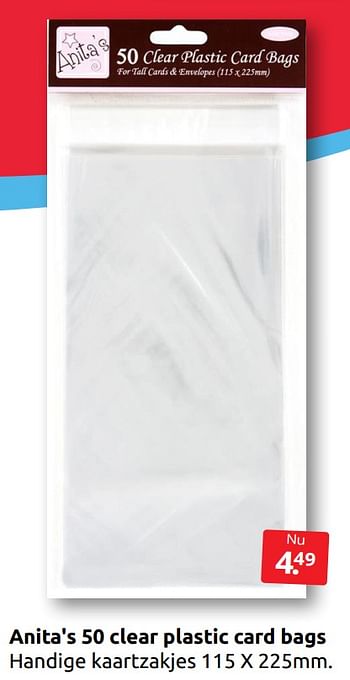 Aanbiedingen Anita`s 50 clear plastic card bags - Anita's - Geldig van 22/07/2022 tot 31/07/2022 bij Boekenvoordeel