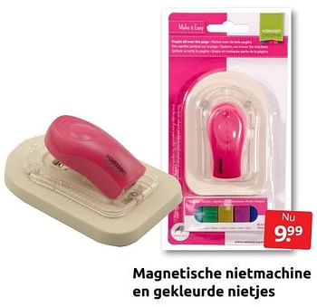 Aanbiedingen Magnetische nietmachine en gekleurde nietjes - Huismerk - Boekenvoordeel - Geldig van 22/07/2022 tot 31/07/2022 bij Boekenvoordeel