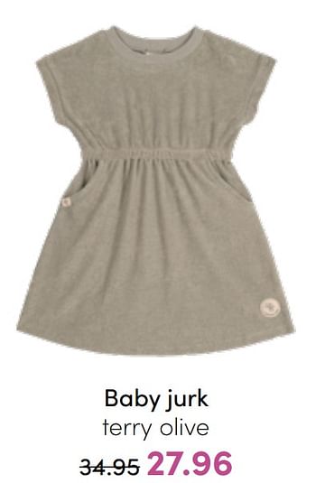 Aanbiedingen Baby jurk terry olive - Lassig - Geldig van 31/07/2022 tot 06/08/2022 bij Baby & Tiener Megastore