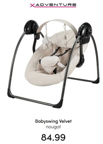 Aanbiedingen Babyswing velvet nougat - Xadventure - Geldig van 31/07/2022 tot 06/08/2022 bij Baby & Tiener Megastore