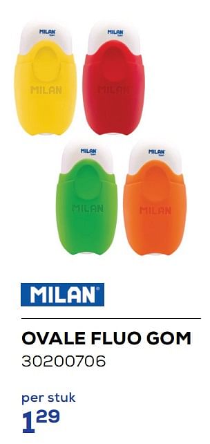 Aanbiedingen Ovale fluo gom - Milan - Geldig van 01/08/2022 tot 09/09/2022 bij Supra Bazar