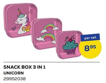 Aanbiedingen Snack box 3 in 1 unicorn - iDrink - Geldig van 01/08/2022 tot 09/09/2022 bij Supra Bazar