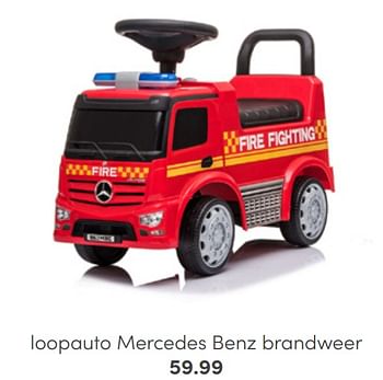 Aanbiedingen Loopauto mercedes benz brandweer - Huismerk - Baby &amp; Tiener Megastore - Geldig van 31/07/2022 tot 06/08/2022 bij Baby & Tiener Megastore