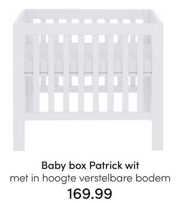 Aanbiedingen Baby box patrick wit - Huismerk - Baby &amp; Tiener Megastore - Geldig van 31/07/2022 tot 06/08/2022 bij Baby & Tiener Megastore
