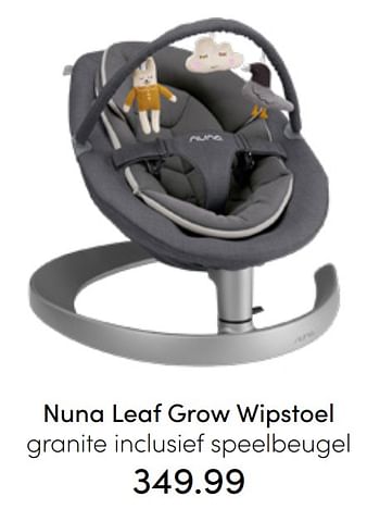 Aanbiedingen Nuna leaf grow wipstoel granite inclusief speelbeugel - Nuna - Geldig van 31/07/2022 tot 06/08/2022 bij Baby & Tiener Megastore