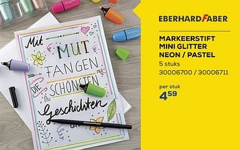 Aanbiedingen Markeerstift mini glitter neon - pastel - EberhardFaber - Geldig van 01/08/2022 tot 09/09/2022 bij Supra Bazar