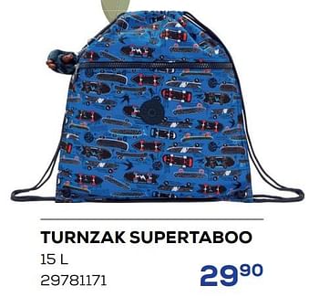 Aanbiedingen Turnzak supertaboo - Kipling - Geldig van 01/08/2022 tot 09/09/2022 bij Supra Bazar
