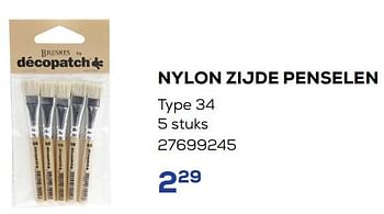 Aanbiedingen Nylon zijde penselen type 34 - Decopatch - Geldig van 01/08/2022 tot 09/09/2022 bij Supra Bazar