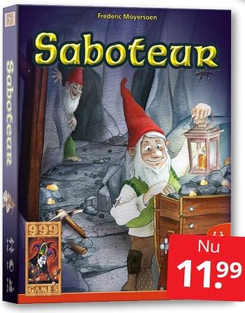 Aanbiedingen Saboteur - 999games - Geldig van 30/07/2022 tot 07/08/2022 bij Boekenvoordeel