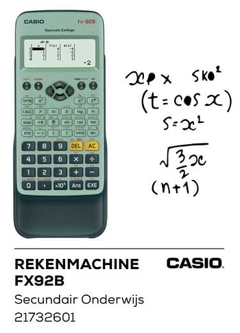 Aanbiedingen Casio rekenmachine fx92b - Casio - Geldig van 01/08/2022 tot 09/09/2022 bij Supra Bazar
