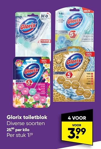 Aanbiedingen Glorix toiletblok - Glorix - Geldig van 01/08/2022 tot 28/08/2022 bij Big Bazar