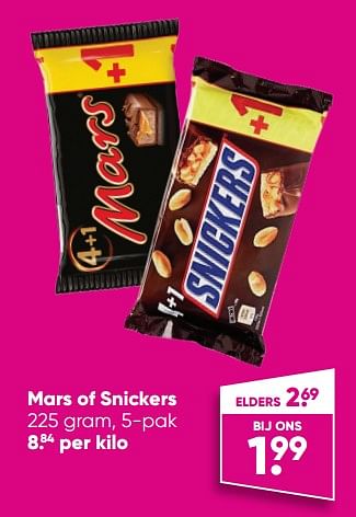 Aanbiedingen Mars of snickers - Huismerk - Big Bazar - Geldig van 01/08/2022 tot 28/08/2022 bij Big Bazar