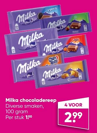Aanbiedingen Milka chocoladereep - Milka - Geldig van 01/08/2022 tot 28/08/2022 bij Big Bazar
