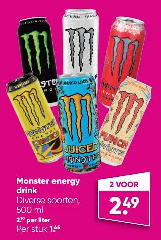 Aanbiedingen Monster energy drink - Monster - Geldig van 01/08/2022 tot 28/08/2022 bij Big Bazar