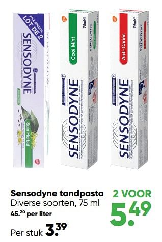 Aanbiedingen Sensodyne tandpasta - Sensodyne - Geldig van 01/08/2022 tot 28/08/2022 bij Big Bazar