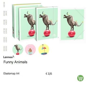 Aanbiedingen Funny animals elastomap a4 - Lannoo - Geldig van 01/08/2022 tot 31/08/2022 bij Multi Bazar