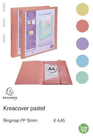 Aanbiedingen Kreacover pastel ringmap pp - Exacompta - Geldig van 01/08/2022 tot 31/08/2022 bij Multi Bazar