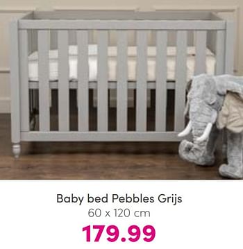 Aanbiedingen Baby bed pebbles grijs - Huismerk - Baby &amp; Tiener Megastore - Geldig van 07/08/2022 tot 13/08/2022 bij Baby & Tiener Megastore