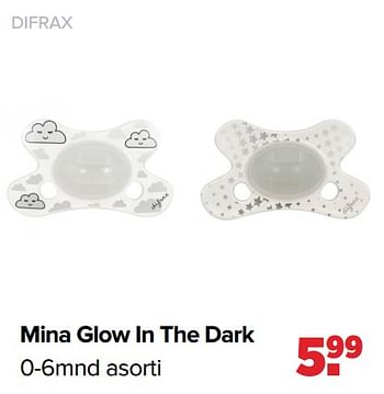 Aanbiedingen Difrax mina glow in the dark - Difrax - Geldig van 01/08/2022 tot 27/08/2022 bij Baby-Dump