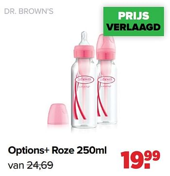 Aanbiedingen Dr. brown`s options+ roze - DrBrown's - Geldig van 01/08/2022 tot 27/08/2022 bij Baby-Dump