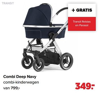 Aanbiedingen Combi deep navy combi-kinderwagen - Transit - Geldig van 01/08/2022 tot 27/08/2022 bij Baby-Dump