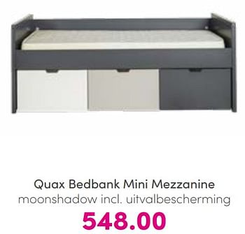 Aanbiedingen Quax bedbank mini mezzanine moonshadow incl uitvalbescherming - Quax - Geldig van 07/08/2022 tot 13/08/2022 bij Baby & Tiener Megastore