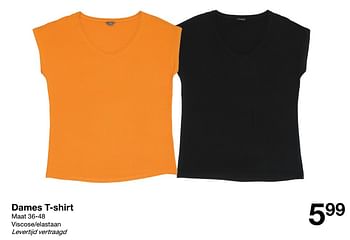 Aanbiedingen Dames t-shirt - Huismerk - Zeeman  - Geldig van 06/08/2022 tot 12/08/2022 bij Zeeman