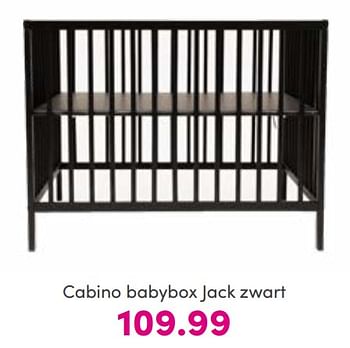 Aanbiedingen Cabino babybox jack zwart - Cabino - Geldig van 14/08/2022 tot 20/08/2022 bij Baby & Tiener Megastore
