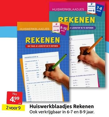 Aanbiedingen Huiswerkblaadjes rekenen - Huismerk - Boekenvoordeel - Geldig van 13/08/2022 tot 21/08/2022 bij Boekenvoordeel