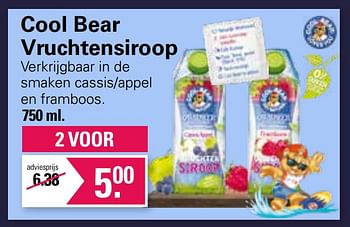 Aanbiedingen Cool bear vruchtensiroop - CoolBear - Geldig van 17/08/2022 tot 03/09/2022 bij De Online Drogist