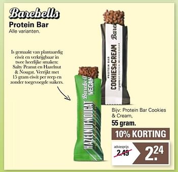 Aanbiedingen Protein bar cookies + cream - Huismerk - De Online Drogist - Geldig van 17/08/2022 tot 03/09/2022 bij De Online Drogist