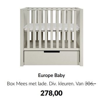 Aanbiedingen Europe baby box mees met lade - Europe baby - Geldig van 16/08/2022 tot 19/09/2022 bij Babypark