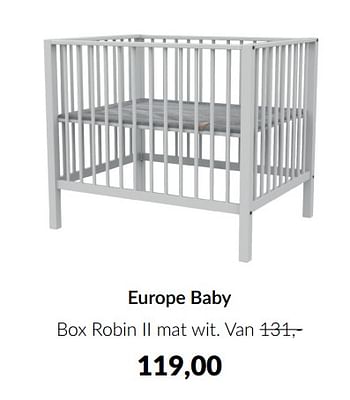 Aanbiedingen Europe baby box robin ii mat wit - Europe baby - Geldig van 16/08/2022 tot 19/09/2022 bij Babypark