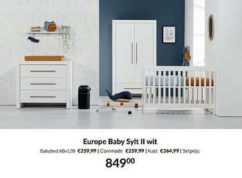Aanbiedingen Europe baby sylt ii wit - Europe baby - Geldig van 16/08/2022 tot 19/09/2022 bij Babypark